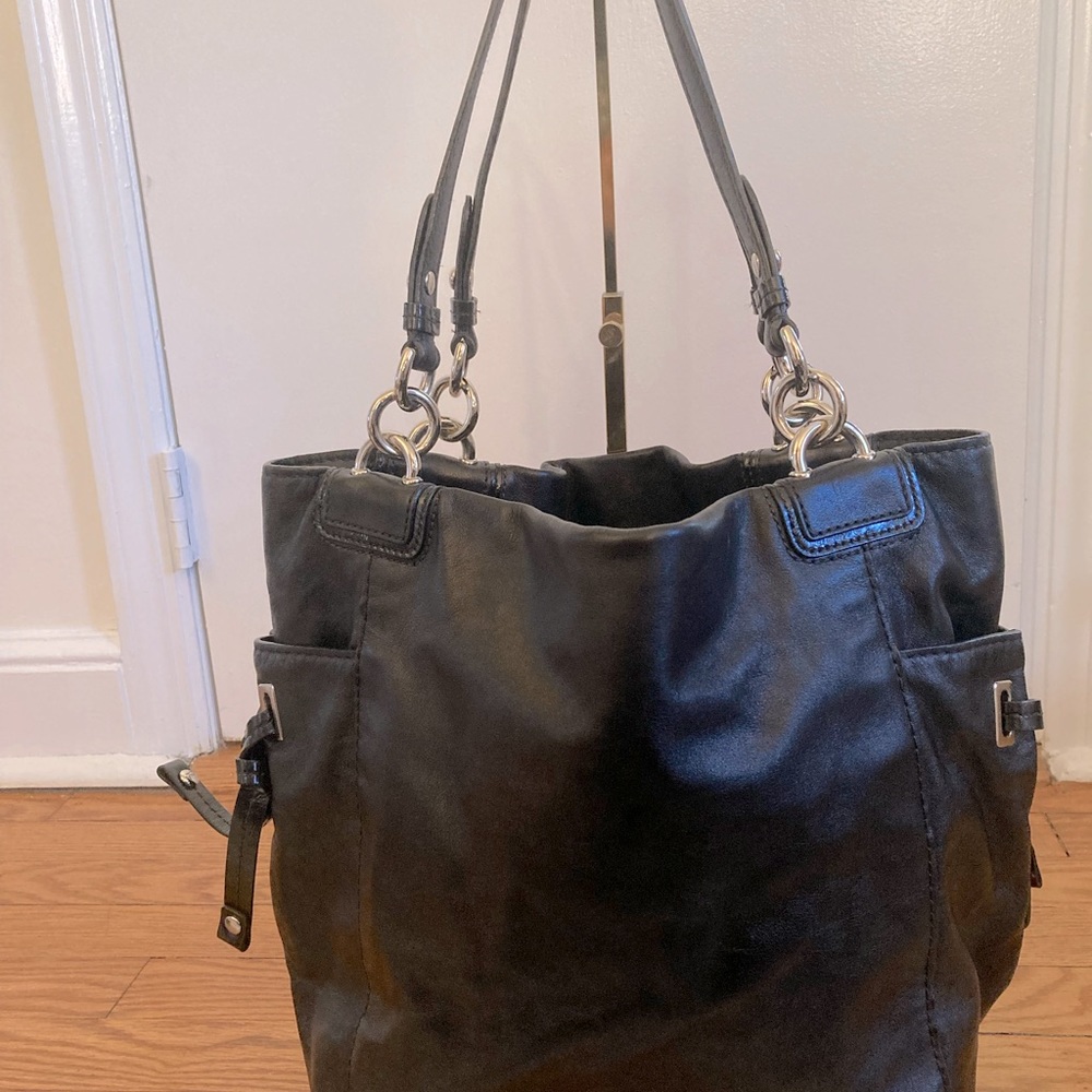 Coach leather tote, black